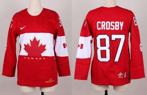 2014 Olympics Canada #87 Sidney Crosby Red Women’s Jersey