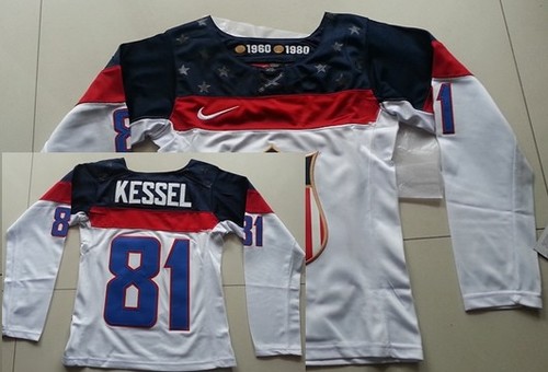 2014 Olympics USA #81 Phil Kessel White Women’s Jersey