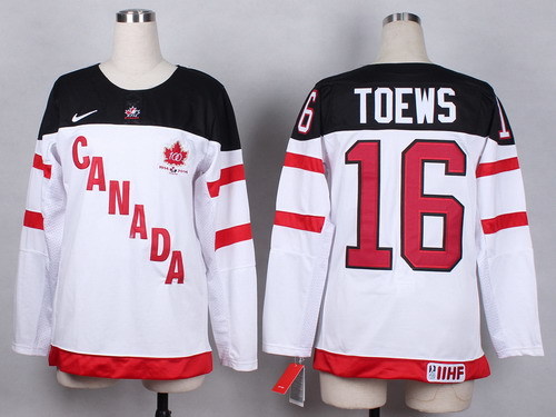 2014/15 Team Canada #16 Jonathan Toews White 100TH Women’s Jersey