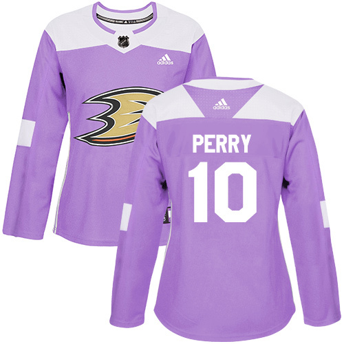 Adidas Anaheim Ducks #10 Corey Perry Purple Authentic Fights Cancer Women’s Stitched NHL Jersey