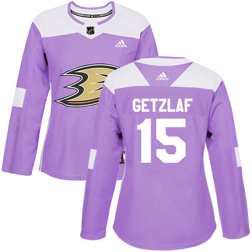 Adidas Anaheim Ducks #15 Ryan Getzlaf Purple Authentic Fights Cancer Women’s Stitched NHL Jersey