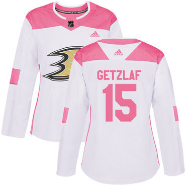 Adidas Anaheim Ducks #15 Ryan Getzlaf White Pink Authentic Fashion Women’s Stitched NHL Jersey