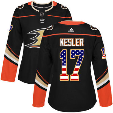 Adidas Anaheim Ducks #17 Ryan Kesler Black Home Authentic USA Flag Women’s Stitched NHL Jersey