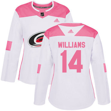 Adidas Carolina Hurricanes #14 Justin Williams White Pink Authentic Fashion Women’s Stitched NHL Jersey