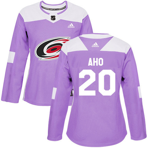 Adidas Carolina Hurricanes #20 Sebastian Aho Purple Authentic Fights Cancer Women’s Stitched NHL Jersey