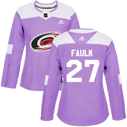 Adidas Carolina Hurricanes #27 Justin Faulk Purple Authentic Fights Cancer Women’s Stitched NHL Jersey