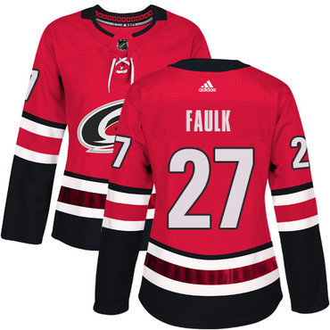 Adidas Carolina Hurricanes #27 Justin Faulk Red Home Authentic Women’s Stitched NHL Jersey