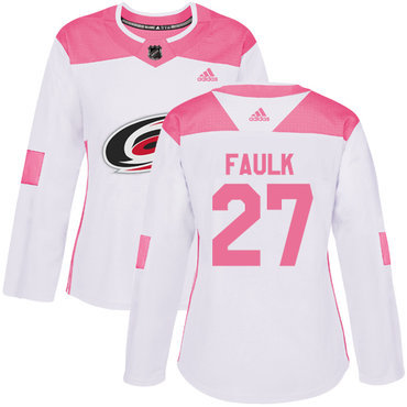 Adidas Carolina Hurricanes #27 Justin Faulk White Pink Authentic Fashion Women’s Stitched NHL Jersey