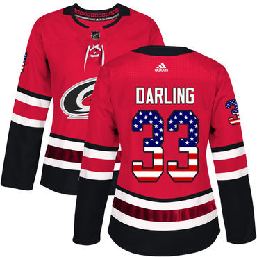 Adidas Carolina Hurricanes #33 Scott Darling Red Home Authentic USA Flag Women’s Stitched NHL Jersey