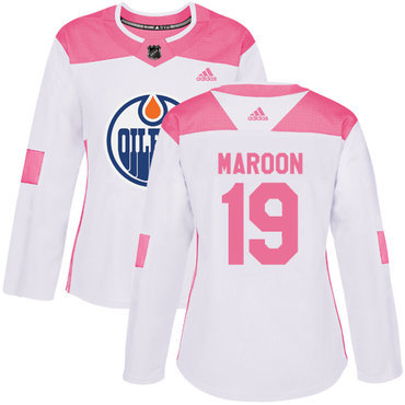 Adidas Edmonton Oilers #19 Patrick Maroon White Pink Authentic Fashion Women’s Stitched NHL Jersey
