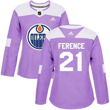 Adidas Edmonton Oilers #21 Andrew Ference Purple Authentic Fights Cancer Women’s Stitched NHL Jersey