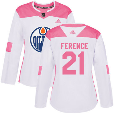 Adidas Edmonton Oilers #21 Andrew Ference White Pink Authentic Fashion Women’s Stitched NHL Jersey