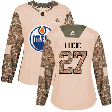 Adidas Edmonton Oilers #27 Milan Lucic Camo Authentic 2017 Veterans Day Women’s Stitched NHL Jersey