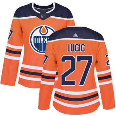 Adidas Edmonton Oilers #27 Milan Lucic Orange Home Authentic Women’s Stitched NHL Jersey