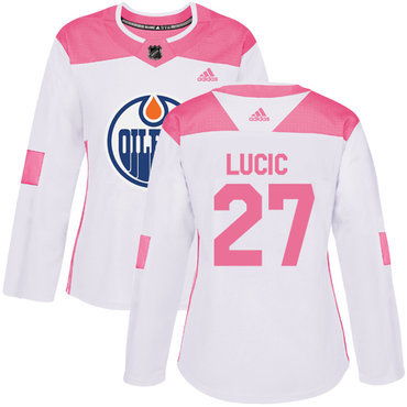Adidas Edmonton Oilers #27 Milan Lucic White Pink Authentic Fashion Women’s Stitched NHL Jersey