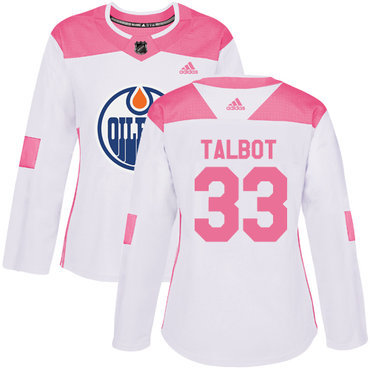 Adidas Edmonton Oilers #33 Cam Talbot White Pink Authentic Fashion Women’s Stitched NHL Jersey