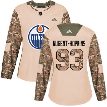 Adidas Edmonton Oilers #93 Ryan Nugent-Hopkins Camo Authentic 2017 Veterans Day Women’s Stitched NHL Jersey