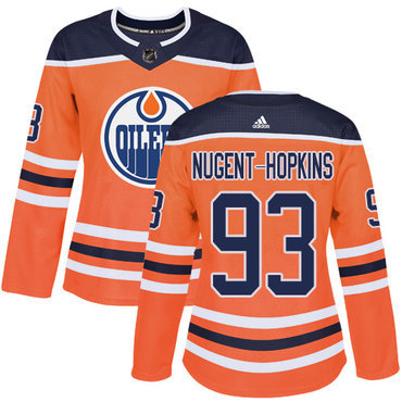 Adidas Edmonton Oilers #93 Ryan Nugent-Hopkins Orange Home Authentic Women’s Stitched NHL Jersey