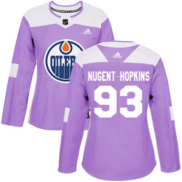 Adidas Edmonton Oilers #93 Ryan Nugent-Hopkins Purple Authentic Fights Cancer Women’s Stitched NHL Jersey