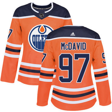 Adidas Edmonton Oilers #97 Connor Mcdavid Orange Home Authentic Women’s Stitched NHL Jersey