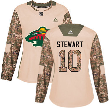 Adidas Minnesota Wild #10 Chris Stewart Camo Authentic 2017 Veterans Day Women’s Stitched NHL Jersey