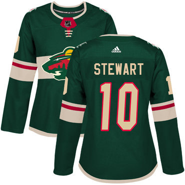Adidas Minnesota Wild #10 Chris Stewart Green Home Authentic Women’s Stitched NHL Jersey