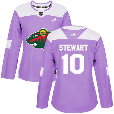 Adidas Minnesota Wild #10 Chris Stewart Purple Authentic Fights Cancer Women’s Stitched NHL Jersey