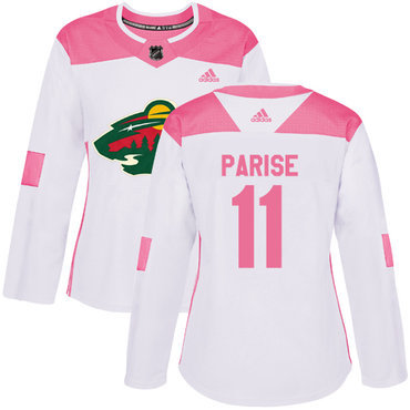 Adidas Minnesota Wild #11 Zach Parise White Pink Authentic Fashion Women’s Stitched NHL Jersey