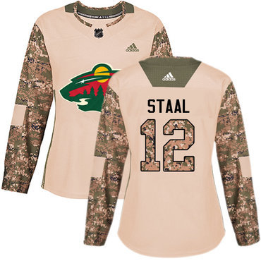 Adidas Minnesota Wild #12 Eric Staal Camo Authentic 2017 Veterans Day Women’s Stitched NHL Jersey