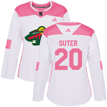 Adidas Minnesota Wild #20 Ryan Suter White Pink Authentic Fashion Women’s Stitched NHL Jersey