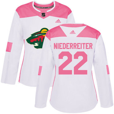 Adidas Minnesota Wild #22 Nino Niederreiter White Pink Authentic Fashion Women’s Stitched NHL Jersey