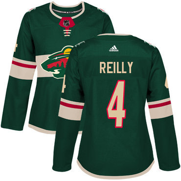 Adidas Minnesota Wild #4 Mike Reilly Green Home Authentic Women’s Stitched NHL Jersey