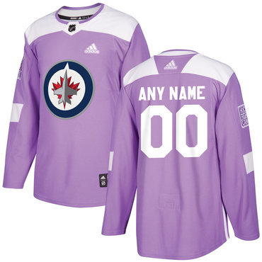 Men’s Winnipeg Jets Purple Pink Custom Adidas Hockey Fights Cancer Practice Jersey